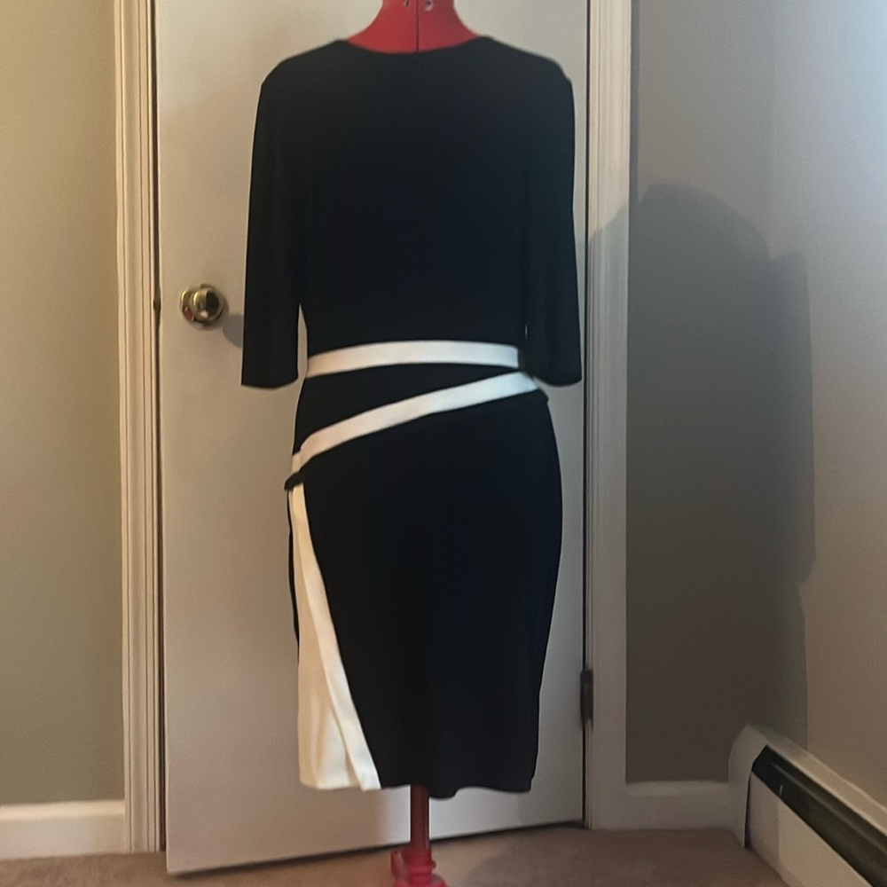 Lauren Ralph Lauren Jersey Lined black and cream dress size 12